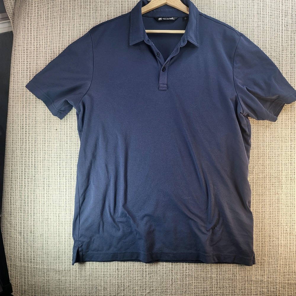 TravisMathew Polo Shirt Mens Extra Large Blue Golf 3 Button Short Sleeve Casual